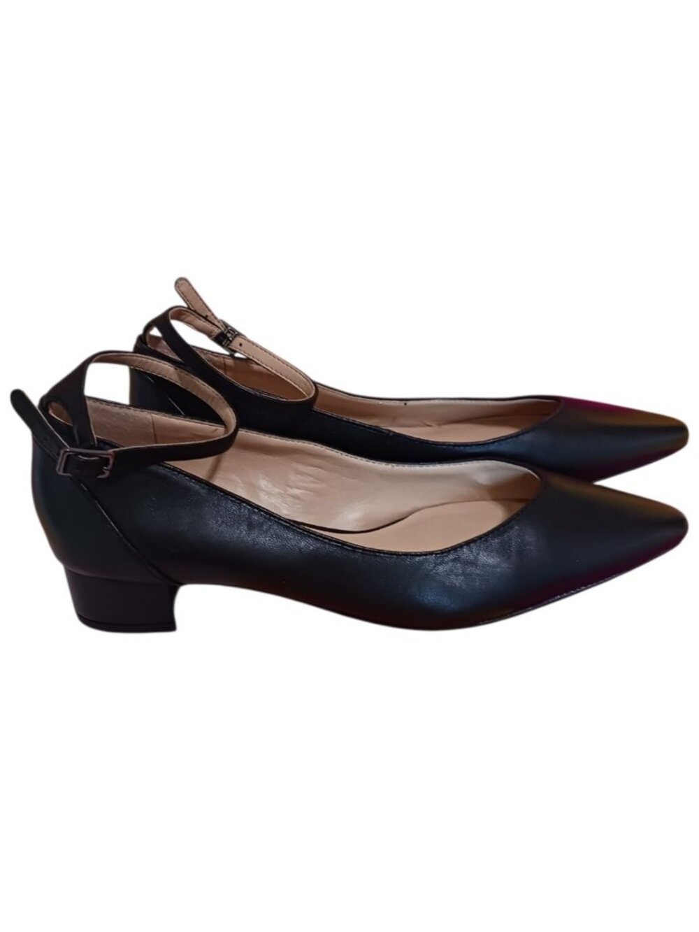 Franco Sarto Leather Pointed-Toe Ankle Strap Low Heel Shoes Size 8 - Picture 15 of 15